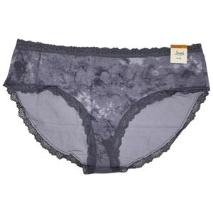 Jenni Intimates Women's 3X Core Panty Grey Marble Lace Trim New With Tags